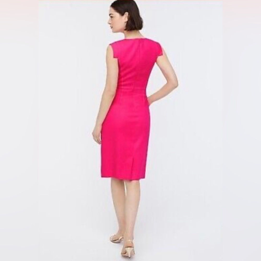NWT L6602 J.Crew Resume Sheath in Soft Fuchsia Pink Stretch Linen Dress 4 $168